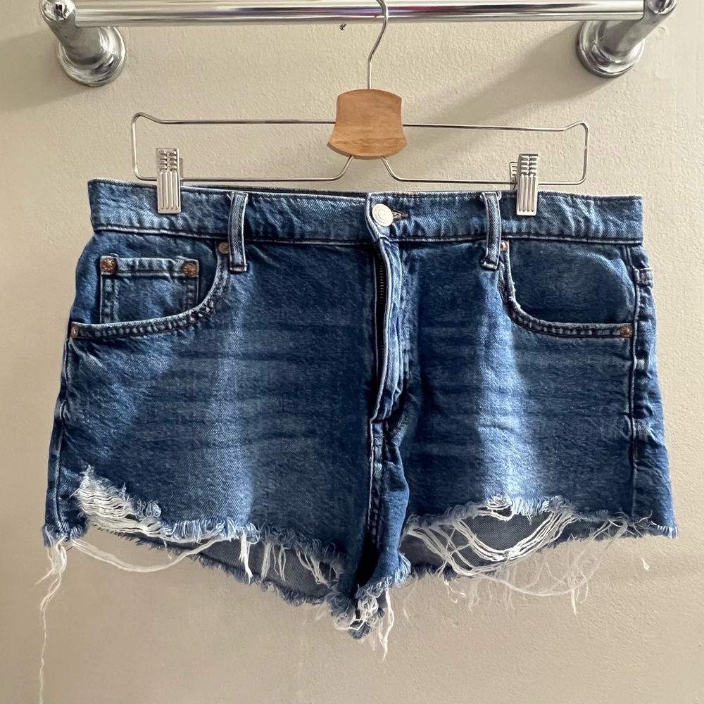 Aeropostale Blue Jean Shorts Distressed Frayed Hem